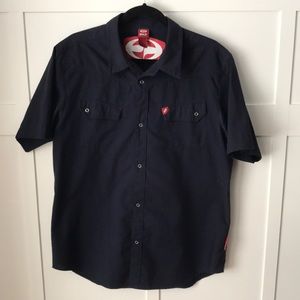 Split Men’s Navy Short Sleeve Button Down Shirt